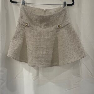 H&M Cream Tweed Mini Skirt with Gold Accents